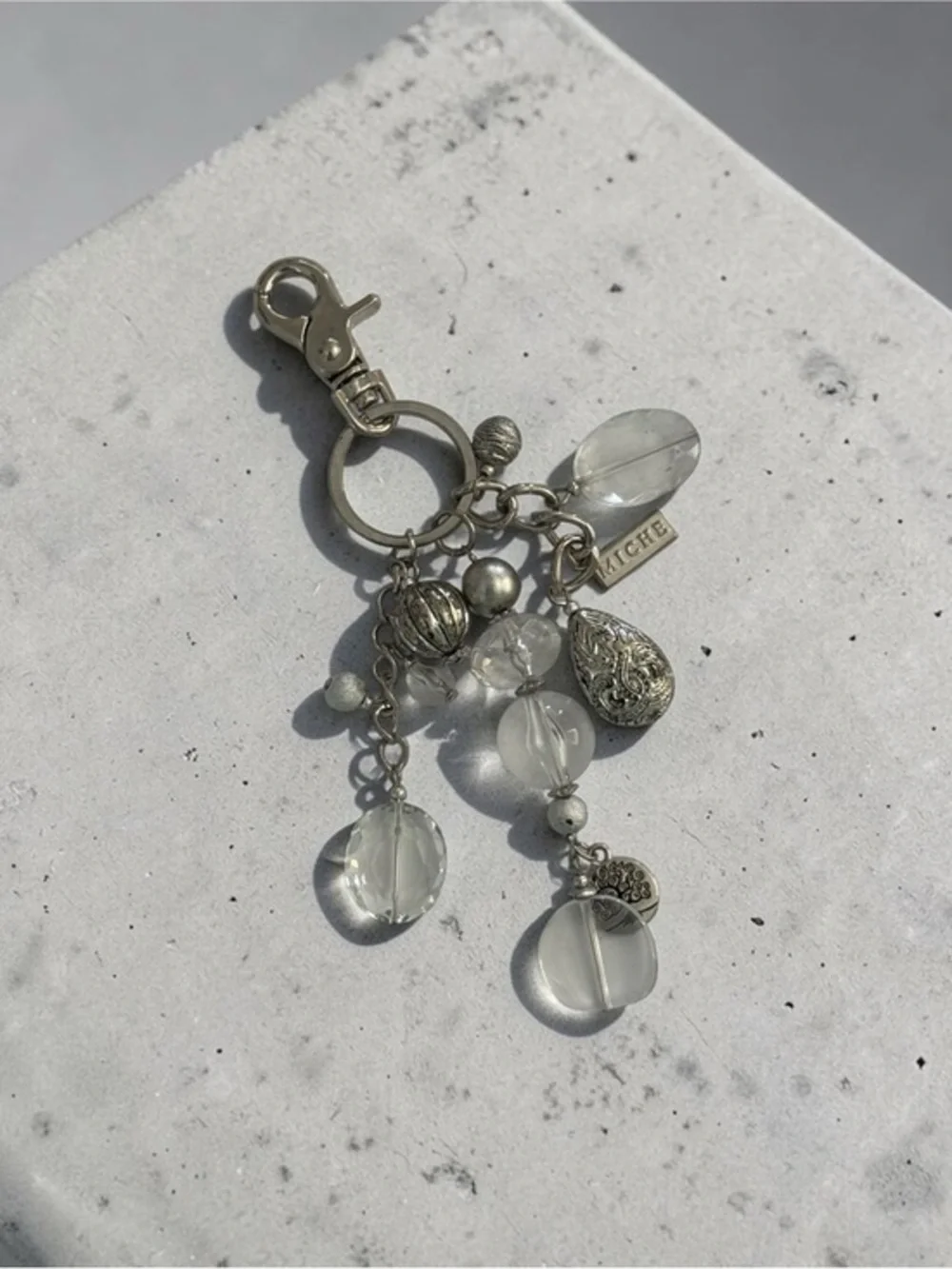 🫶🏻 Miche Silver & Clear Glass Charm Keyring or Purse Bling